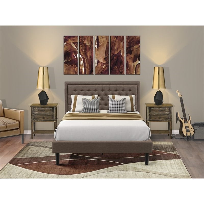 Pemberly Row Traditional 3-Piece Wood Bedroom Set in Brown & Black