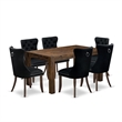 Pemberly Row 7-Piece Wooden Dining Table Set in Jacobean/Black