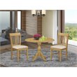 Pemberly Row 3-Piece Wood Dining Set with Fabric Upholstered Chairs in Oak