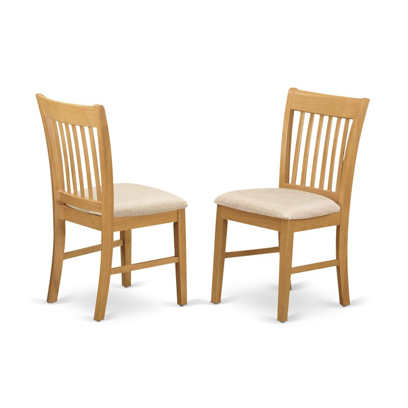 Pemberly Row 3-Piece Wood Dining Set with Fabric Upholstered Chairs in Oak