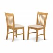 Pemberly Row 3-Piece Wood Dining Set with Fabric Upholstered Chairs in Oak