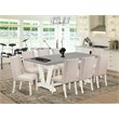 Pemberly Row V-Style 9-Piece Wood Dining Set in Linen White and Cream