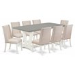 Pemberly Row V-Style 9-Piece Wood Dining Set in Linen White and Cream