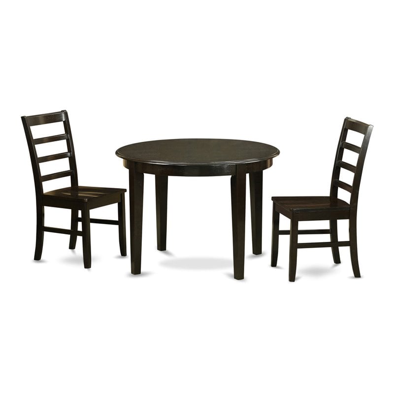 Pemberly Row 3-Piece Wood Dining Set with Round Table in Cappuccino Finish