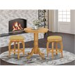Pemberly Row Eden 3-Piece Traditional Wood Dining Table Set in Oak