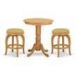 Pemberly Row Eden 3-Piece Traditional Wood Dining Table Set in Oak