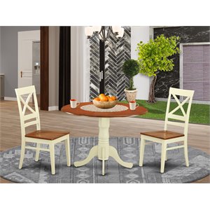 Pemberly Row Dublin 3-Piece Dining Table Set in Buttermilk & Cherry
