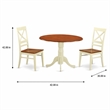 Pemberly Row Dublin 3-Piece Dining Table Set in Buttermilk & Cherry