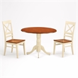 Pemberly Row Dublin 3-Piece Dining Table Set in Buttermilk & Cherry