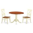 Pemberly Row Dublin 3-Piece Dining Table Set in Buttermilk & Cherry