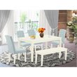 Pemberly Row Capri 6-Piece Wood Dining Set in Linen White & Baby Blue