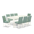 Pemberly Row 9-Piece Kitchen Table Set in Linen White & Willow Green