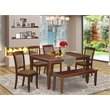 Pemberly Row 6-Piece Wood Dining Set with Slatted Chairs in Mahogany