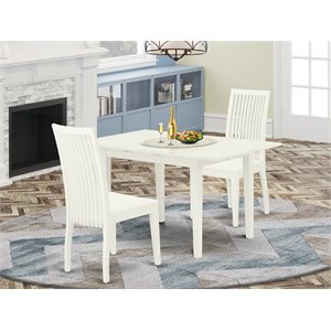 Pemberly Row 3-Piece Dining Table and Slatted Chairs in Linen White