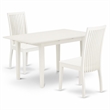 Pemberly Row 3-Piece Dining Table and Slatted Chairs in Linen White