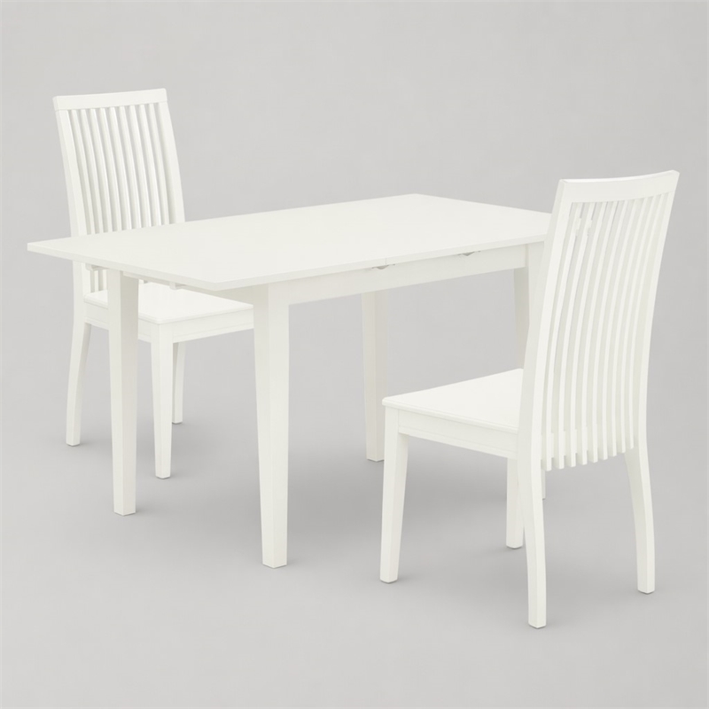 Pemberly Row 3-Piece Dining Table and Slatted Chairs in Linen White