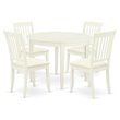 Pemberly Row 5-Piece Dining Set in Linen White with Fabric Chairs