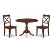 Pemberly Row 3-Piece Drop Leaf Dining Set in Mahogany with X-Back Chairs
