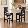 Pemberly Row Leather Counter Height Stools in Black (Set of 2)