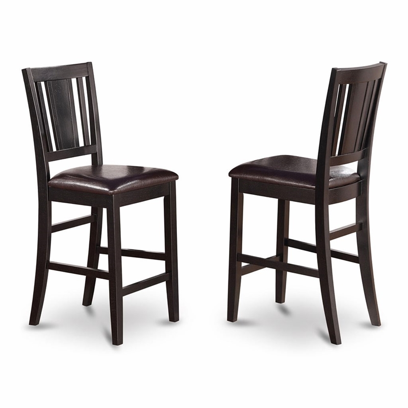 Pemberly Row Leather Counter Height Stools in Black (Set of 2)