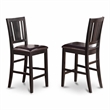 Pemberly Row Leather Counter Height Stools in Black (Set of 2)