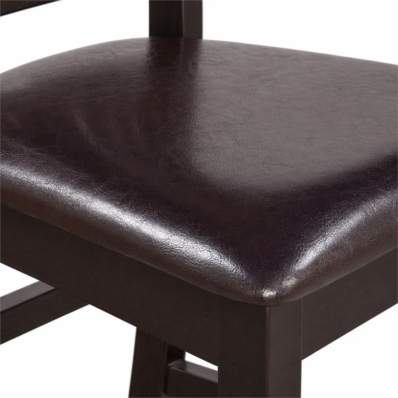 Pemberly Row Leather Counter Height Stools in Black (Set of 2)