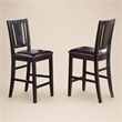 Pemberly Row Leather Counter Height Stools in Black (Set of 2)