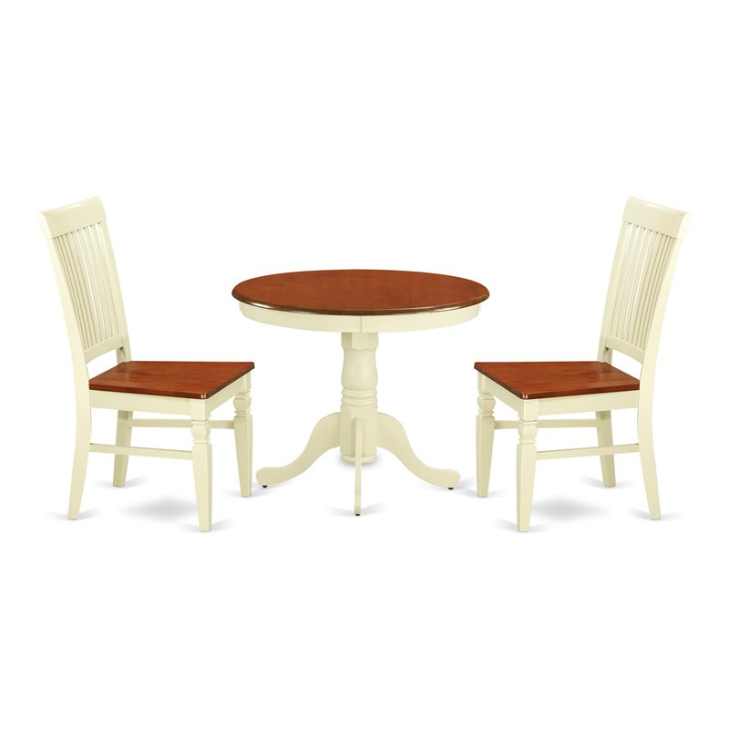 Pemberly Row 3-Piece Wood Dining Set in Cream and Cherry Finish