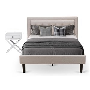 Pemberly Row 2-Piece Fabric Bedroom Set in Mist Beige