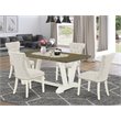 Pemberly Row 5-Piece Dining Set in Linen White Finish with Doeskin Chairs