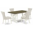 Pemberly Row 5-Piece Dining Set in Linen White Finish with Doeskin Chairs