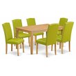 Pemberly Row 7-Piece Dining Set with Oak Table and Autumn Green Chairs