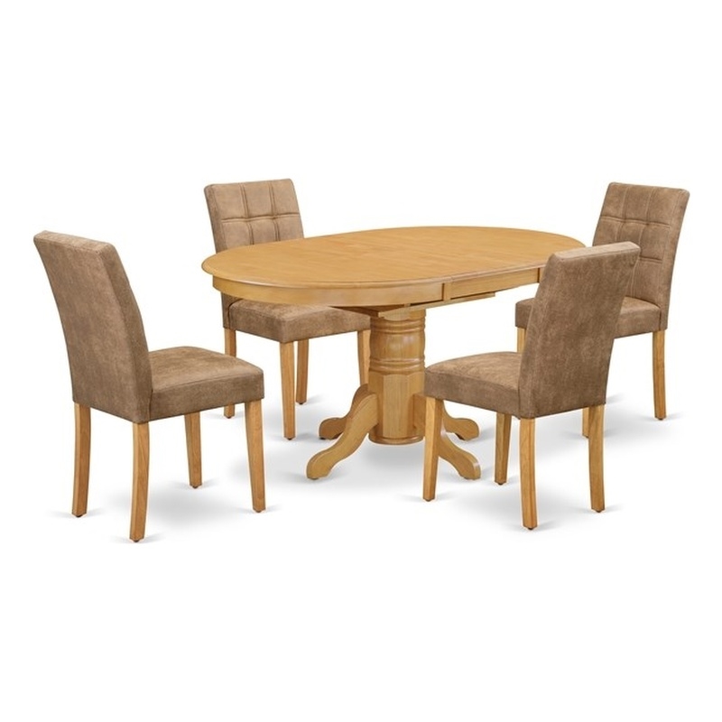 Pemberly Row 5-Piece Dining Set with Oak Finish Table and Chairs