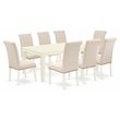 Pemberly Row 9-Piece Dining Set with Self-Storing Leaf in Linen White