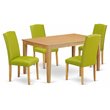 Pemberly Row 5-Piece Rectangular Dining Set in Oak and Autumn Green