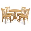 Pemberly Row 5-Piece Dining Set with Round Pedestal Table in Oak Finish