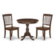 Pemberly Row 3-Piece Slatted Back Dining Set in Mahogany Wood Finish