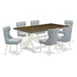 Pemberly Row 7-Piece Cross Leg Dining Set with Linen Upholstered Chairs