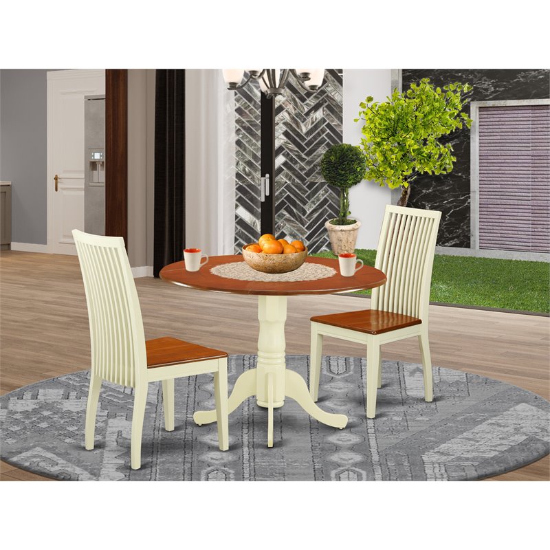 Pemberly Row Dublin Traditional Wood Dining Set in Cream/Cherry