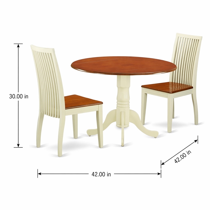 Pemberly Row Dublin Traditional Wood Dining Set in Cream/Cherry