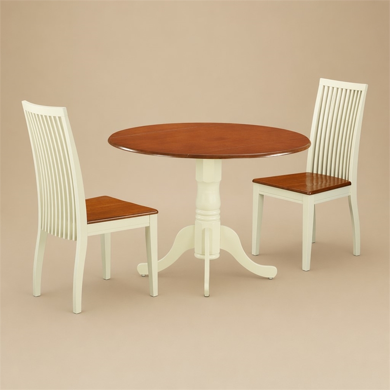 Pemberly Row Dublin Traditional Wood Dining Set in Cream/Cherry