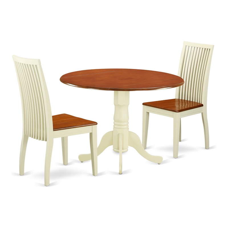Pemberly Row Dublin Traditional Wood Dining Set in Cream/Cherry
