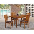 Pemberly Row Picasso 5-Piece Dining Table Set with Saddle Brown Finish