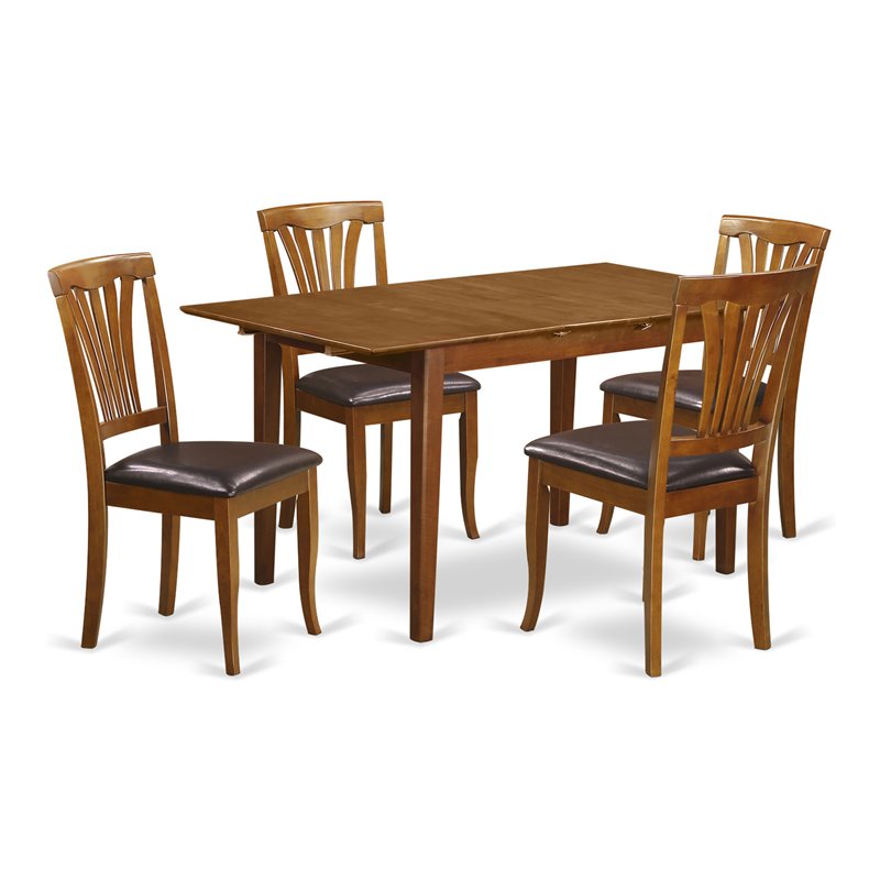 Pemberly Row Picasso 5-Piece Dining Table Set with Saddle Brown Finish