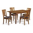 Pemberly Row Picasso 5-Piece Dining Table Set with Saddle Brown Finish