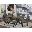 Pemberly Row 6-Piece Dining Table Set with Bench in Gotham Gray and Black