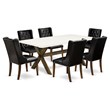 Pemberly Row 7-Piece Dining Set with Leather Upholstered Chairs and Wood Table