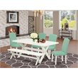 Pemberly Row 6-Piece Wood Dining Set with Parson Chairs and Bench