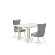 Pemberly Row 3-Piece Kitchen Table Set in Linen White and Light Gray