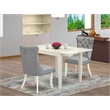 Pemberly Row 3-Piece Kitchen Table Set in Linen White and Light Gray